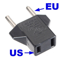 Universal Travel US or EU to EU AC Plug Adapter